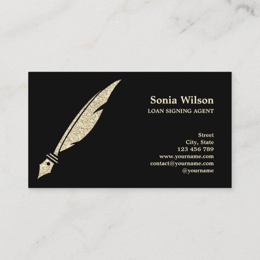 公証人エレガントプロフェッショナル羽毛ペン 名刺 (裏面)