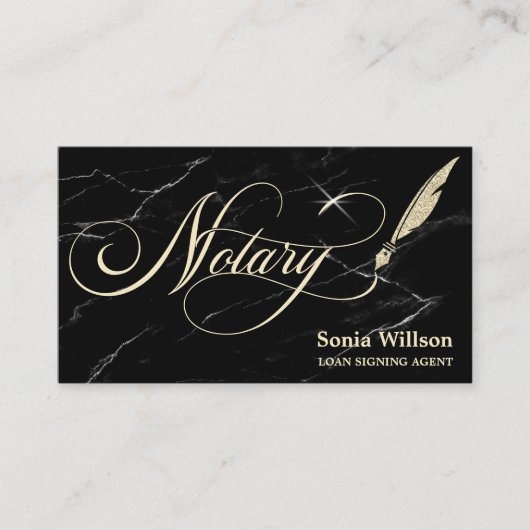 公証人エレガントプロフェッショナル羽毛ペン 名刺 (正面)