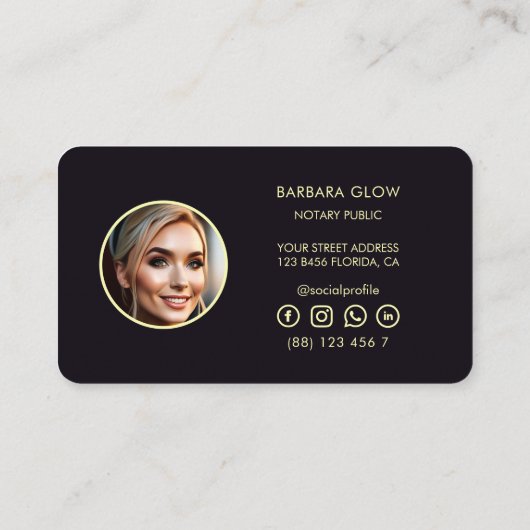 公証人エレガント公共ネオ白熱［赤熱］光を放つン金ゴールド 名刺 (裏面)