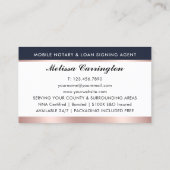 公証人エレガント公開写真バラ金ゴールドネイビーブルー 名刺 (裏面)