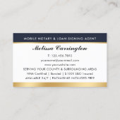 公証人エレガント公開写真金ゴールドダークブルー 名刺 (裏面)