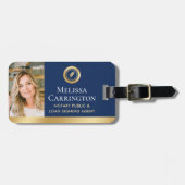 公証人エレガント公開写真金ゴールドネイビーブルー ラゲッジタグ (正面横)