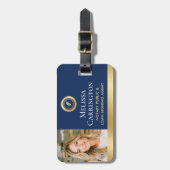 公証人エレガント公開写真金ゴールドネイビーブルー ラゲッジタグ (正面縦)