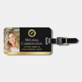 公証人エレガント公開写真金ゴールドブラック ラゲッジタグ (正面横)