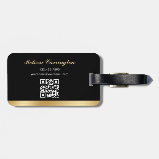 公証人エレガント公開写真金ゴールドブラック ラゲッジタグ (裏面横)
