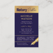 公証人エレガント写真海軍と金ゴールド 名刺 (裏面)