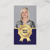 公証人エレガント写真海軍と金ゴールド 名刺 (正面)