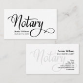 公証人エレガント黒モダン白タイポグラフィ 名刺 (正面/裏面)
