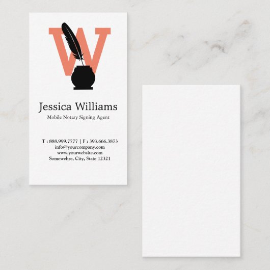 公証人エージェカスタムントのロゴ公エレガント開  名刺 (正面/裏面)