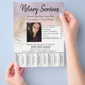 公証人サービスピンクの金ゴールドグリッターの涙オフ写真 チラシ (手)