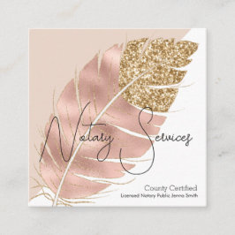公証人サービスピンク金ゴールドグリッターシック スクエア名刺