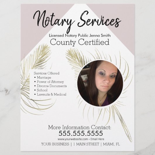 公証人サービスピンク金ゴールド写真事業 チラシ (正面)