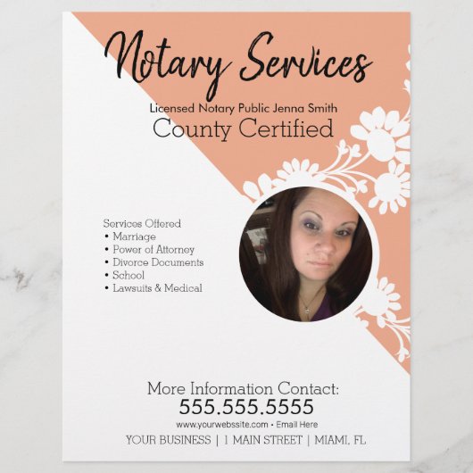 公証人サービスフローラフォトビジネスフライヤー チラシ (正面)