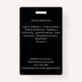 公証人サービスヴィンテージプロフェッショナルブラックカスタム バッジ (裏面)