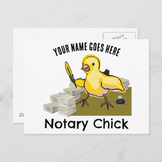 公証人シック黄色い羽のクイルカスタマイズ名前 ポストカード (正面/裏面)