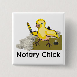 公証人シック・イエロー・フェザー・クイルと書類 缶バッジ