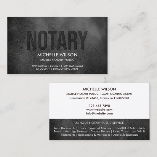 公証人シンプル公債の署名エージェントの写真 名刺 (正面/裏面)