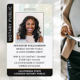 公証人スタイリッシュパブリックエージェントフォトQRコードIDブラック バッジ