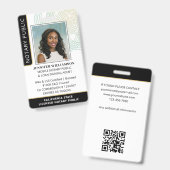 公証人スタイリッシュパブリックエージェントフォトQRコードIDブラック バッジ (Front & Back)