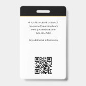 公証人スタイリッシュパブリックエージェントフォトQRコードIDブラック バッジ (Back)