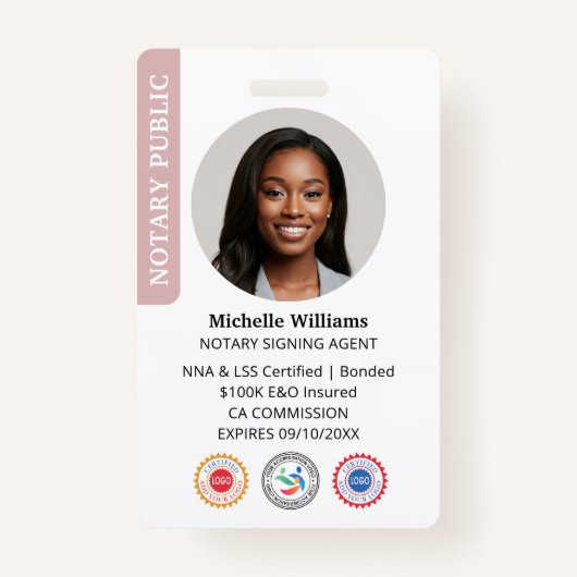 公証人スタイリッシュ公署エージェントの写真IDピンク バッジ (正面)