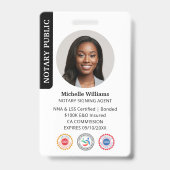 公証人スタイリッシュ公署エージェントの写真IDブラック バッジ (正面)