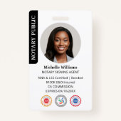 公証人スタイリッシュ公署エージェントの写真IDブラック バッジ (正面)