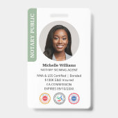 公証人スタイリッシュ公署エージェントの写真ID緑 バッジ (正面)