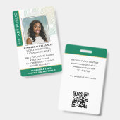 公証人スタイリッシュ公開写真QRコードIDグリーンバッジ バッジ (正面&裏面)