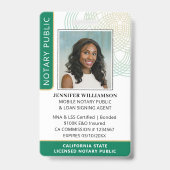 公証人スタイリッシュ公開写真QRコードIDグリーンバッジ バッジ (正面)