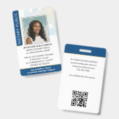 公証人スタイリッシュ公開写真QRコードIDネイビーブルー バッジ (正面&裏面)