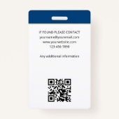 公証人スタイリッシュ公開写真QRコードIDネイビーブルー バッジ (裏面)
