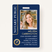 公証人スタイリッシュ公開写真QRコードIDネイビー金ゴールド バッジ (正面)