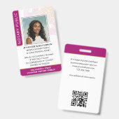 公証人スタイリッシュ公開写真QRコードIDマゼンタ バッジ (正面＆裏面)