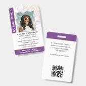公証人スタイリッシュ公開写真QRコードID紫 バッジ (正面＆裏面)