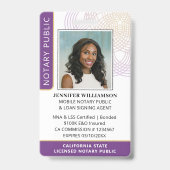 公証人スタイリッシュ公開写真QRコードID紫 バッジ (正面)