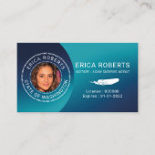 公証人スタンプローン署名エージェントのターコイズ写真 名刺 (正面)