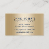 公証人スタンプローン署名エージェント海軍と金ゴールド 名刺 (裏面)