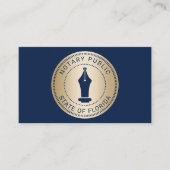 公証人スタンプローン署名エージェント海軍と金ゴールド 名刺 (正面)