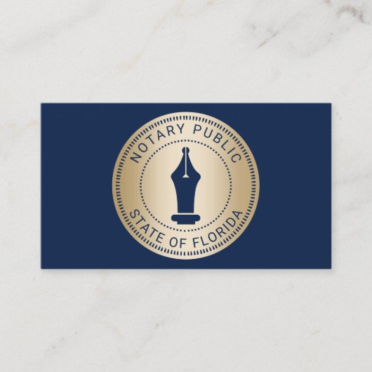 公証人スタンプローン署名エージェント海軍と金ゴールド 名刺 (正面)