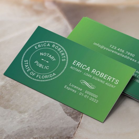 公証人スタンプローン署名業者グリーングラデーション 名刺