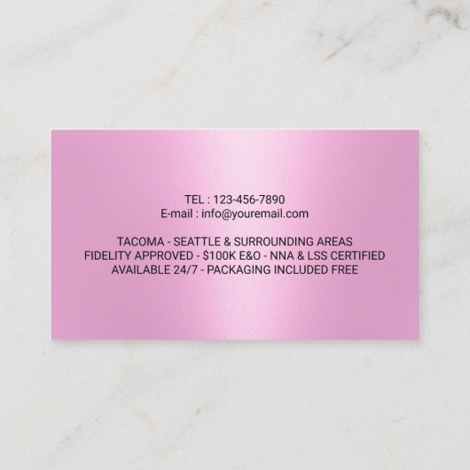 公証人スタンプローン署名業者ピンクフォト事業 名刺 (裏面)