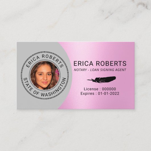 公証人スタンプローン署名業者ピンクフォト事業 名刺 (正面)