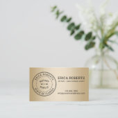 公証人スタンプローン署名業者モダン金ゴールド 名刺 (スタンド正面)
