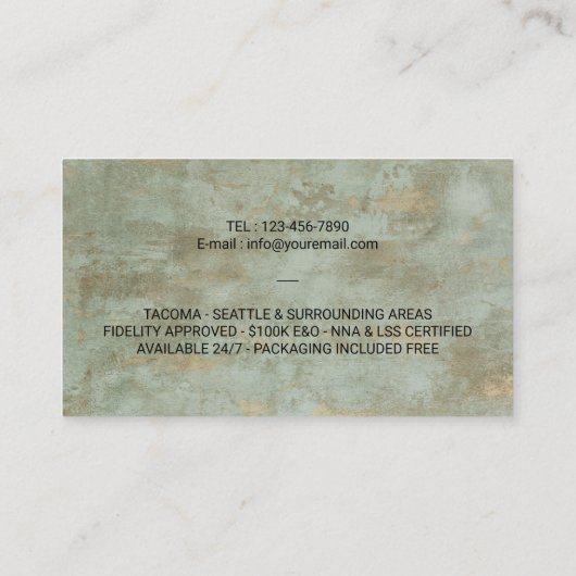 公証人スタンプローン署名業者ヴィンテージブロンズ 名刺 (裏面)