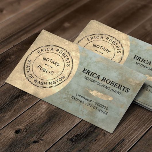 公証人スタンプローン署名業者ヴィンテージブロンズ 名刺