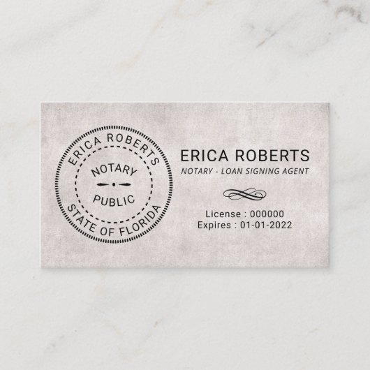 公証人スタンプローン署名業者ヴィンテージ 名刺 (正面)