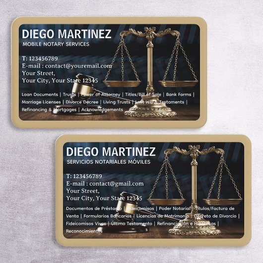 公証人バイリンガル英語スペインの名刺 名刺