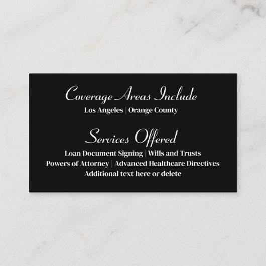 公証人パブリックエレガントクラシッククイルプロフェッショナル 名刺 (裏面)