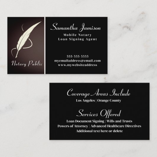 公証人パブリックエレガントクラシッククイルプロフェッショナル 名刺 (正面/裏面)